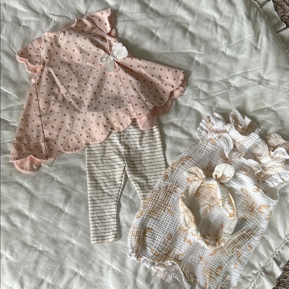Adorable Pink and Cream Baby Outfit Set